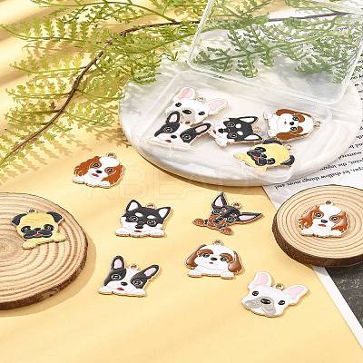 14Pcs 7 Styles Animal Puppy Alloy Enamel Pendants FIND-FS0004-13-1