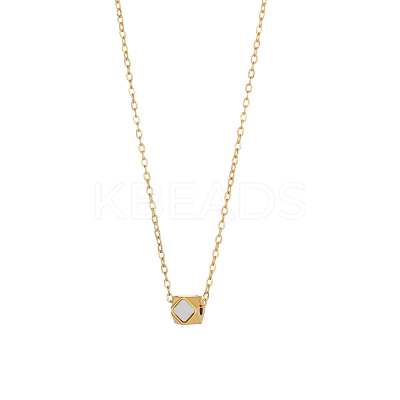 Polygon with Rhombus 304 Stainless Steel Shell Pendant Necklaces STAS-OY009-39G-1