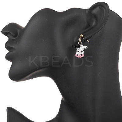 Cattle Glass Seed Bead Woven Stud Earrings EJEW-MZ00596-1