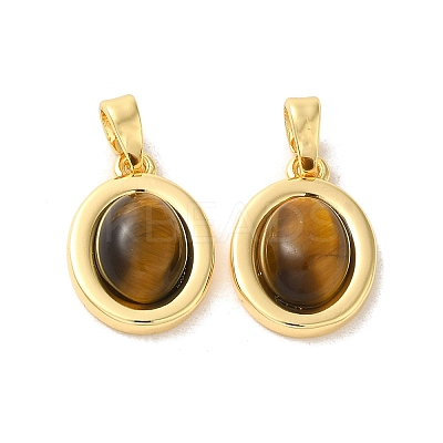 Natural Tiger Eye Pendants KK-H461-05G-1