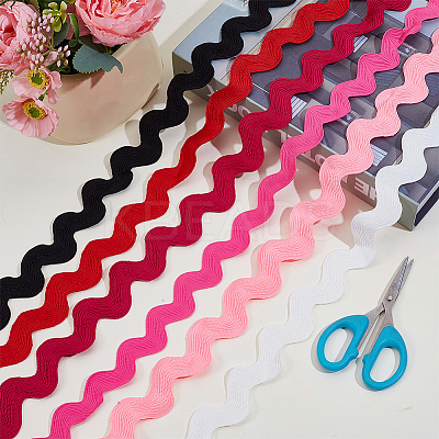 12 Yards 6 Colors Polyester Wavy Fringe Trim Ribbon OCOR-GF0005-57-1