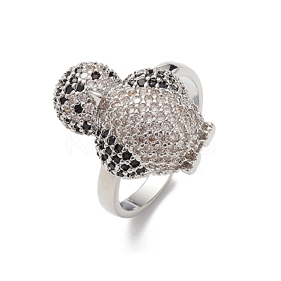 Penguin Clear & Black Cubic Zirconia Cuff Ring RJEW-M146-05P-1