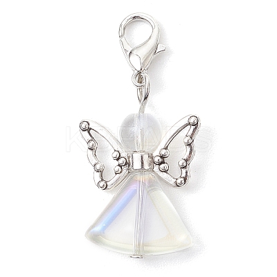5Pcs Angel Glass Pendant Decorations HJEW-JM02783-S-1
