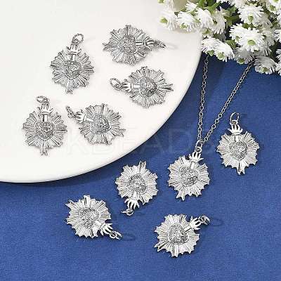 SHEGRACE Brass Micro Pave Clear Cubic Zirconia Pendants XGRQ2C491-405P-1