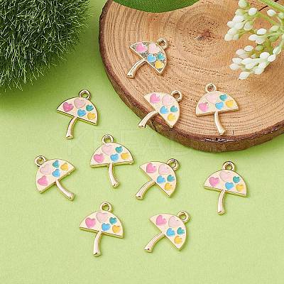Umbrella with Heart Alloy Enamel Pendants ENAM-YW0003-30-1