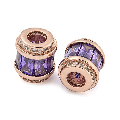 Rack Plating Brass Micro Pave Cubic Zirconia European Beads LS-KK-F089-31RG-04-1