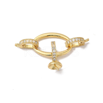Rack Plating Brass Micro Pave Clear Cubic Zirconia Fold Over Clasps KK-A222-08G-1