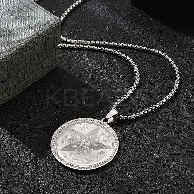 201 Stainless Steel Rhinestone Pendant Necklaces for Women LS-NJEW-U021-01P-1