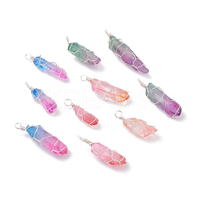 Natural Dyed Quartz Pointed Pendants PALLOY-JF01110-1