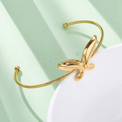304 Stainless Steel Cuff Bangles for Women LS-BJEW-F491-01G-01-1
