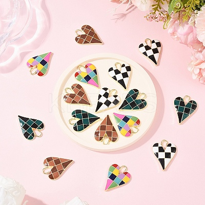 5Pcs Rack Plating Alloy Enamel Pendants ENAM-YW0006-59-1