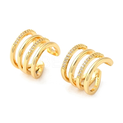 Brass Micro Pave Clear Cubic Zirconia Cuff Earrings EJEW-K309-08G-1