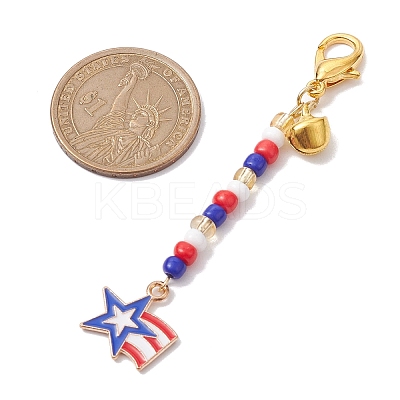 3Pcs Independence Day Alloy Enamel Pendant Decorations HJEW-MZ00045-1