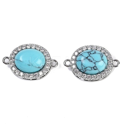 Synthetic Turquoise Oval Connector Charms KK-U043-50P-03-1