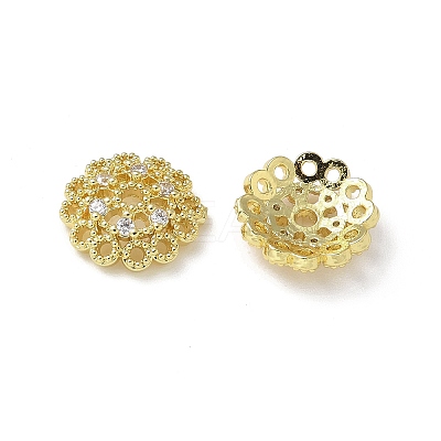 Brass Clear Cubic Zirconia Bead Caps KK-A236-15C-G-1