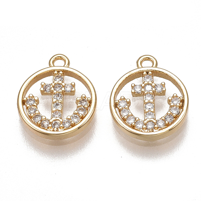 Brass Micro Pave Cubic Zirconia Charms KK-T038-368G-1
