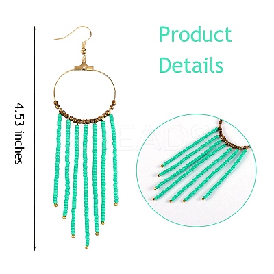 Glass Seed Beads Long Dangle Earrings EJEW-SW00004-1