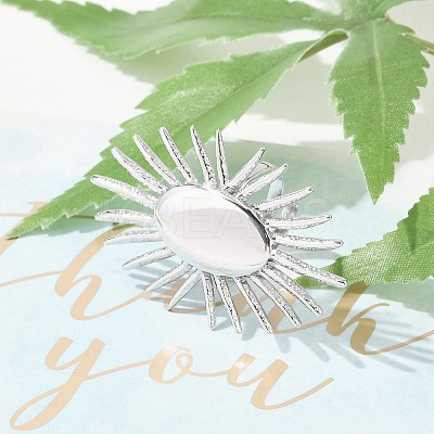 Anti-Tarnish 304 Stainless Steel Sun Open Cuff Rings RJEW-M047-02P-1