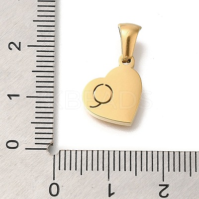 304 Stainless Steel Heart Pendants with Rhinestone STAS-Z103-01G-17-1