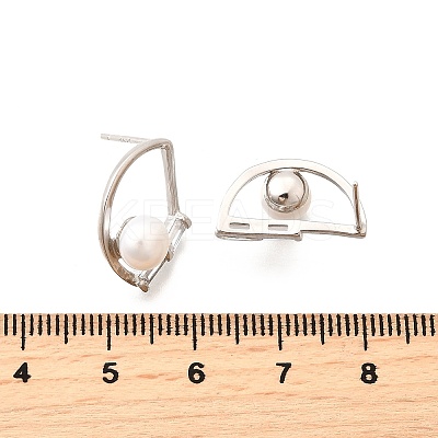 925 Sterling Silver Clear Cubic Zirconia Round Stud Earrings EJEW-L300-01P-1