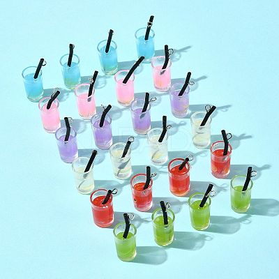 24Pcs 6 Colors Plastic Imitation Drink Pendants CRES-FS0001-27-1