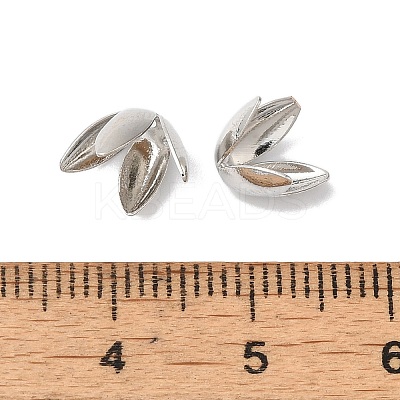 Rack Plating Brass Flower Bead Caps KK-K381-06A-P-1