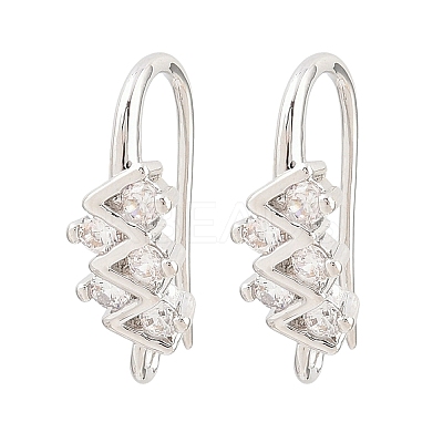 Brass Rhinestone Earring Hooks KK-C261-01E-P-1