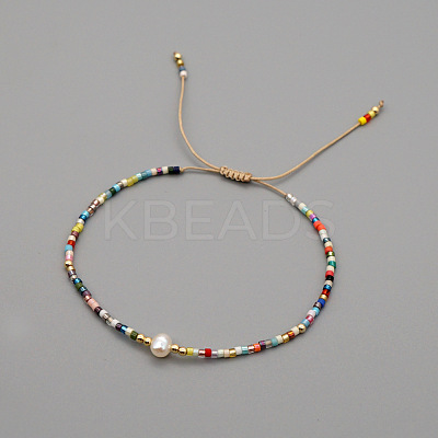 Adjustable Glass Seed Bead Braided Bead Bracelets for Women VT9382-8-1