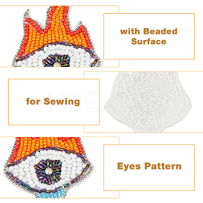 2Pcs 2 Style Fire & Eye & Teardrop Plastic & Rhinestone Beading Appliques DIY-FH0001-07-1