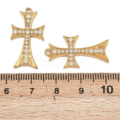 304 Stainless Steel Micro Pave Cubic Zirconia Pendants STAS-A132-04A-G-1