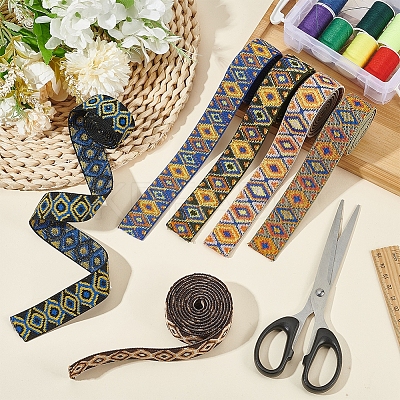 6 Strands 6 Styles Flat Ethnic Style Polyester Elastic Cord OCOR-BC0006-44-1