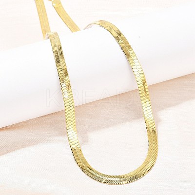 6MM 201 Stainless Steel Flat Snake Chain Necklaces for Women Men NJEW-Z089-01GP-1