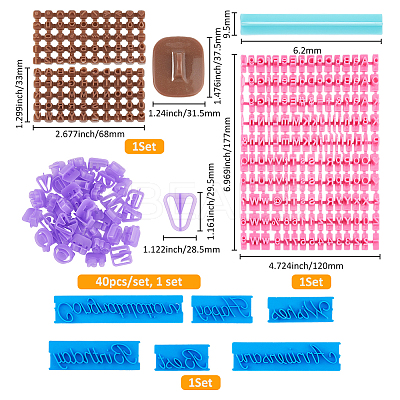 4 Sets 4 Styles Letter PP Plastic Cookie Stamp Sets with Plastic Molds DIY-FH0007-65-1