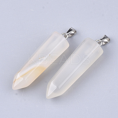 Natural White Agate Point Pendants LS-X-G-R220-34P-1