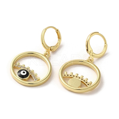 Evil Eye Real 18K Gold Plated Brass Dangle Leverback Earrings EJEW-Q797-09G-03-1