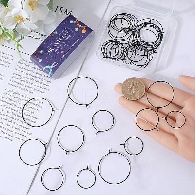 40Pcs 4 Style 304 Stainless Steel Hoop Earring Findings STAS-SC0007-30-1