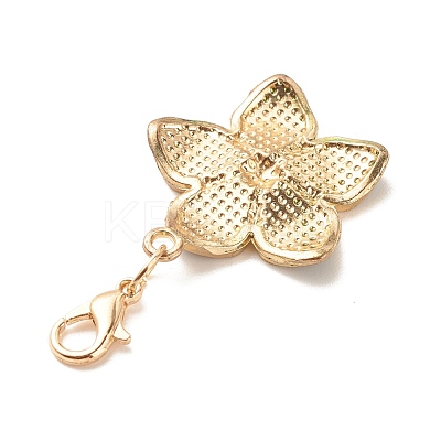 Alloy Enamel Flower Pendant Decorations HJEW-JM00657-02-1