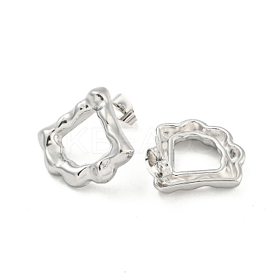 Non-Tarnish Fan 304 Stainless Steel Ear Studs EJEW-L290-001P-1