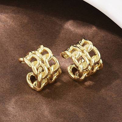 Brass Cuff Earrings EJEW-C159-02G-1