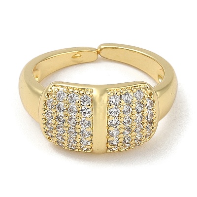 Rack Plating Brass Micro Pave Cubic Zirconia Cuff Finger Rings for Women RJEW-C114-15D-G-1