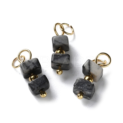 Natural Netstone Cuboid Beaded Pendants STAS-C120-02G-01-1