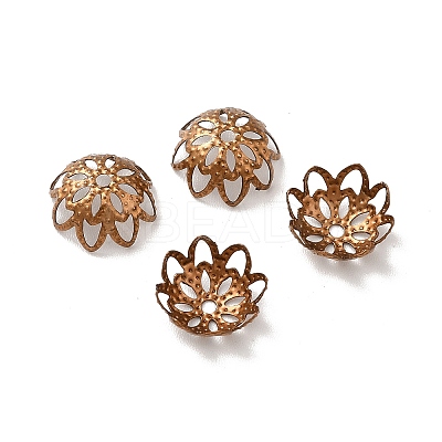 Ion Plating(IP) 304 Stainless Steel Flower Fancy Bead Caps STAS-G085-16CG-1