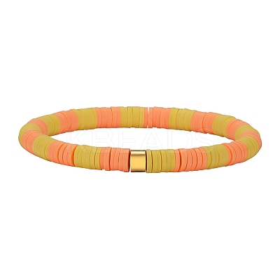 Polymer Clay Heishi Surfer Stretch Bracelet with 304 Stainless Steel Beaded BJEW-SW00110-05-1