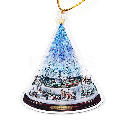 Acrylic Christmas Tree Pendant Decoration HJEW-Q010-01C-1