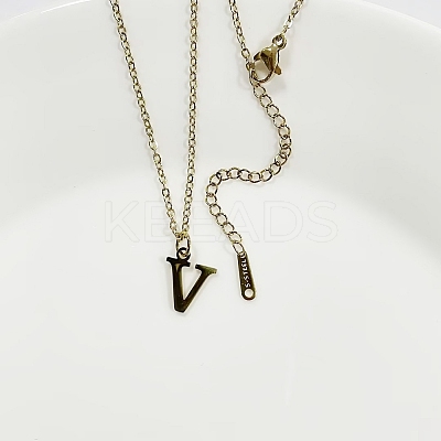 304 Stainless Steel Letter Pendant Necklaces NJEW-WH0027-26V-G-1