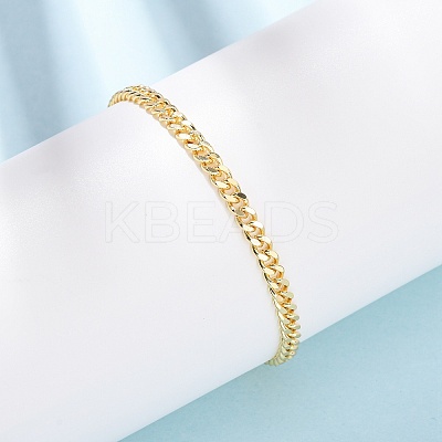 Brass Curb Chain Bracelets for Women BJEW-C140-15G-1