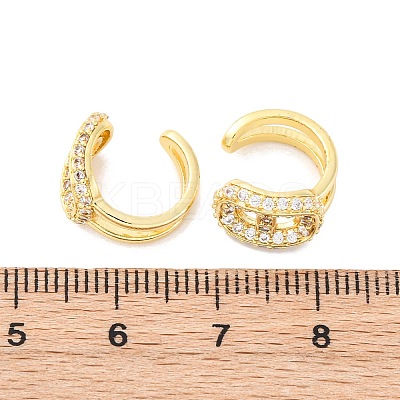 Oval Brass Micro Pave Clear Cubic Zirconia Cuff Earrings EJEW-K305-05G-1
