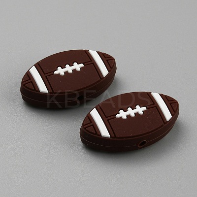 Rugby Food Grade Eco-Friendly Silicone Focal Beads SIL-WH0013-52A-1