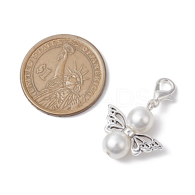 Angel Glass Pearl Pendant Decorations HJEW-JM02365-1