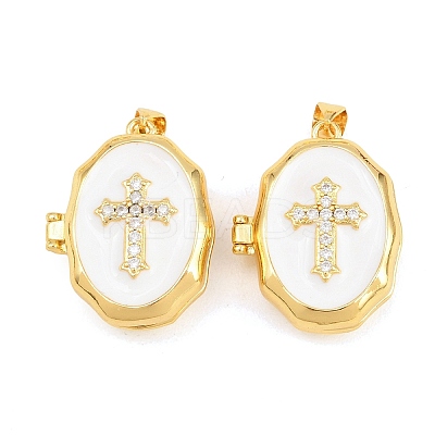 Brass Locket Pendants KK-D232-02G-1
